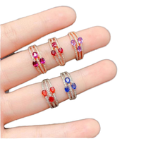 925 argent empilable bande anneaux pour femmes nouveau Design décontracté couleur pierre naturelle perle pierres précieuses bijoux pierre taillée