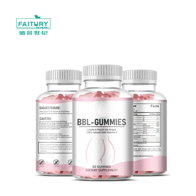 Faitury OEM doğal vitamin BBL Gummies yetişkinler için yağ yakma popo kaldırıcı Booster kas stimülatörü kalmak Fit büyütme