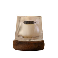 Bominghan Niche Bougie aromatique en bois et rotin, base en bois, parfum océanique Baigey, cire de soja, boîte cadeau, ensemble souvenir