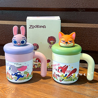 Tasses Isothermes Disney en Acier Inoxydable pour Café et Lait avec Couvercles, Pailles et Bouteille – Idéales pour le Bureau et un Cadeau