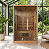 Sauna Inframerah Jauh Hemlock 2 Kursi Modern ODM dengan Pemanas Serat Karbon Rendah EMF, Perangkat Perawatan Kesehatan Dalam Ruangan, Kotak Area Pemasangan Modul