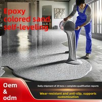 Peinture liquide autolissante époxy à sable coloré pour sols, revêtement fluide à appliquer au pinceau, effet marbre, résistante à l'usure, pour ateliers et sols en béton.