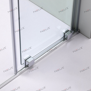 Porte <span class=keywords><strong>de</strong></span> <span class=keywords><strong>douche</strong></span> <span class=keywords><strong>coulissante</strong></span> double mur à mur <span class=keywords><strong>de</strong></span> style européen, en verre <span class=keywords><strong>de</strong></span> 8 mm, avec profilé en aluminium chromé et tige <span class=keywords><strong>de</strong></span> support - Product Image 3