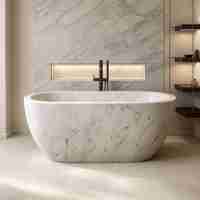 Baignoire autoportante en marbre naturel, baignoire de trempage moderne, baignoire de luxe en pierre sur mesure