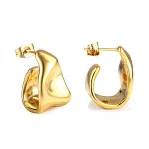 Stainless Steel <b>Hoop</b> Earrings Geometric Shape Gold <b>Silver</b> Color Party Fashion Women's Jewelry - Product Image 5
