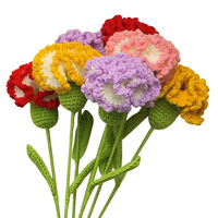 Bouquet de carnations créatives faites à la main, fleurs au crochet finies, aiguilles à crocheter, fleurs tissées en fil, style moderne
