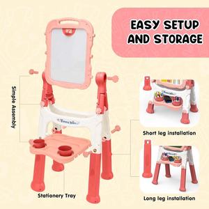 高度可调360度旋转站立双面画架绘图板玩具粉笔板白板绘画艺术画架套装 - Product Image 6