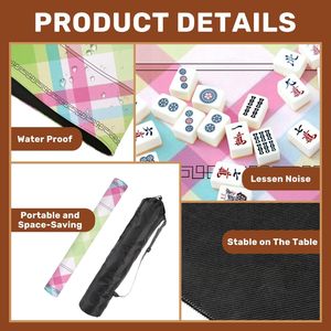 Tapis de Mahjong à Carreaux <span class=keywords><strong>Pastel</strong></span> 31,5 Pouces Antidérapant et Silencieux pour Domino, Poker, Cartes et Jeux de Plateau - Product Image 5