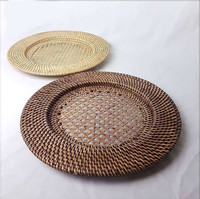 Grands supports tressés en rotin jaune turc pour assiettes de présentation, style espagnol irrégulier, Halloween
