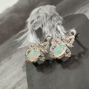 Pendientes de Plata 925 con Ópalo Natural Incrustado, Diseño de Corazón de <span class=keywords><strong>Cuervo</strong></span> Moderno, 3g para Aniversario - Product Image 2