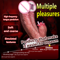 Vibromasseur réaliste avec fonctions de léchage et de vibration, chauffant, pour stimulation anale, clitoridienne et du point G, jouet sexuel pour femmes