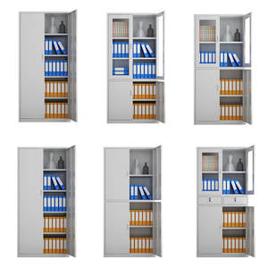 Archivador de Acero de Gran Tamaño, Independiente, Ajustable, de Varias Capas, Moderno, para Oficina, Hogar, Gimnasio, Escuela, Mueble de Almacenamiento con Puertas de Vidrio Abatibles - Product Image 5