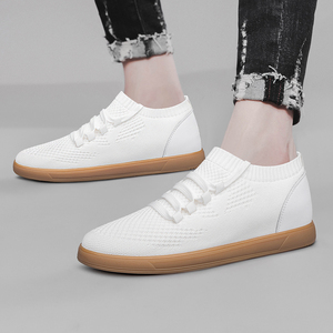 Baskets décontractées blanches pour hommes Semelle en caoutchouc antidérapante Chaussures croisées pour augmenter la taille Chaussures invisibles - Product Image 2