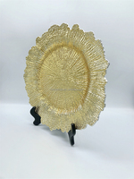 Assiettes rondes dorées de 13 pouces en plastique Reef pour le dîner, mariage, décoration élégante, sous-assiette en acrylique