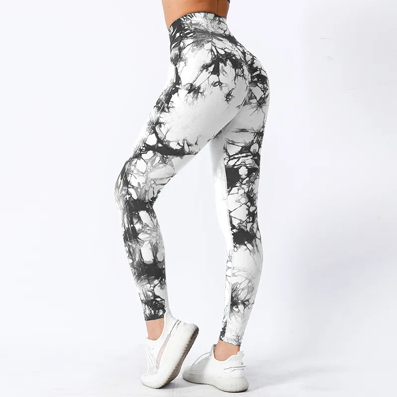 Seamless Tie Dye Push Up Scrunch Butt Sports Leggings For Women