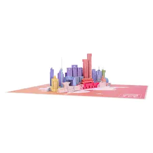 Winp sheng kunden spezifische architekto nische 3D-Popup-Grußkarte Alles Gute zum Geburtstag Laser geschnittene handgemachte Einladung karte