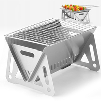 Mini barbecue portable chinois au charbon de bois, pliable, petit, en acier inoxydable, pour l'extérieur, barbecue de table au charbon de bois