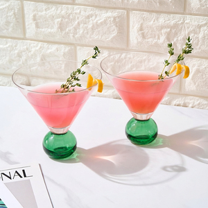 Verre à shot de tequila coloré à fond épais, verre à whisky créatif avec base en forme de boule, coupe à cocktail <span class=keywords><strong>martini</strong></span> vintage pour mariage, bar, fête - Product Image 2