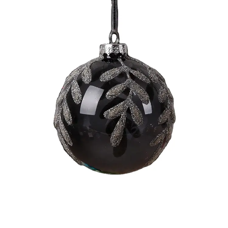 Unique Design Christmas Tree Decoration 8cm Black Glass Ball For Christmas