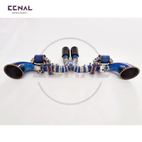 Échappement en titane ECNAL pour Porsche 992 GT3 avec commande de soupape OEM et embouts bleus brûlés