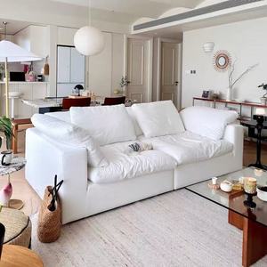 <span class=keywords><strong>Canapé</strong></span> d'angle moderne trois places en <span class=keywords><strong>tissu</strong></span> coton-lin, pliable, durable, entièrement lavable, style crème pour petit appartement, salon - Product Image 1