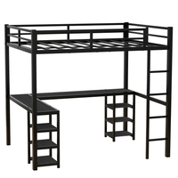 Lit mezzanine en métal robuste et moderne, taille standard, pour enfants et adultes, chambre, école, dortoir, hôtel, villa - montage facile, bureau en forme de L