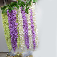 Fleurs artificielles en gros : Glycine et Hortensia suspendus pour décoration de plafond, maison, fête, mur et mariage