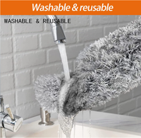 Kit de dépoussiérage en microfibre avec perche télescopique, têtes pliables et lavables pour nettoyer les ventilateurs de plafond, les toiles d'araignées et les stores de plafond hauts