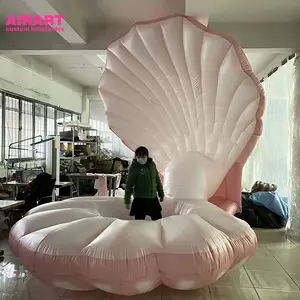 Wedding Decorative Inflatable Mermaid Throne Large Inflatable Led Seashell