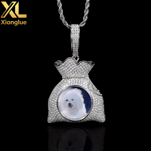 Custom Money Bag Necklaces Hook Pendant <b>Name</b> Pictures Jewelry Personalized INS Iced Out Custom <b>Chain</b> - Product Image 4