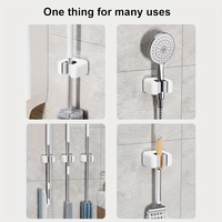 JOYBOS 3-teiliger Flexibler Moderner Mopphalter für Küche, Bad und Kleiderschrank, Einfache Installation, Ohne Bohren, Wandmontierter Besenhalter, Stark