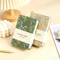 Carnet en tissu de lin floral personnalisé A5, journal esthétique minimaliste avec impression de logo pour cadeau, couverture en tissu, carnet en papier
