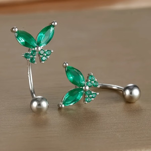 Bijou de piercing en acier inoxydable unisexe, design de niche, en forme de papillon avec tige incurvée en cristal, <span class=keywords><strong>pour</strong></span> sourcil, ongle et nombril, usage quotidien - Product Image 1