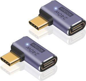 90 ° góc bên phải USB C Adapter 2-Pack 240W PD, Thunderbolt 4/3 & USB <span class=keywords><strong>4.0</strong></span>, 8K-60Hz cho Macbook/iPad - Product Image 1