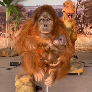 Animatronic Dieren Model Simulatie Orang-oetan Met Kleine Baby Voor Indoor Dierenpark