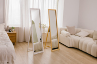Miroir sur pied rectangulaire au design moderne en panneau de particules, vente en gros du fabricant, modèle MR-02, qualité Taïwan Chine, pour usage domestique