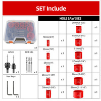 19 pièces, 19-68 mm, scies cloches HSS M42 bimétalliques à queue hexagonale pour le métal, le bois, le plastique, la menuiserie, les outils de coupe pour le travail du bois