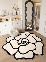 Tapis moderne 3D à fleurs, antidérapant, doux, pour la décoration de la maison, moelleux, confortable, élégant, fabriqué à la machine pour le salon et la chambre à coucher