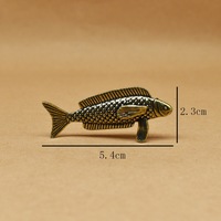 1 pièce Mini figurine de dragon de mer en laiton antique doré pour la décoration intérieure, figurine de thé, articles en cuivre, artisanat en gros
