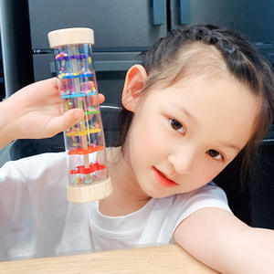 Tambour <span class=keywords><strong>de</strong></span> pluie en bois éducatif, instrument <span class=keywords><strong>de</strong></span> <span class=keywords><strong>musique</strong></span> pour enfants, jouet d'éveil, instrument, jouet bouteille <span class=keywords><strong>de</strong></span> sable mouvant, sablier - Product Image 1