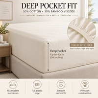 Vente en gros de linge de lit 50% coton 50% bambou, ensemble de 4 pièces, housse de couette personnalisée, drap, marque privée, linge de lit pour hôtel