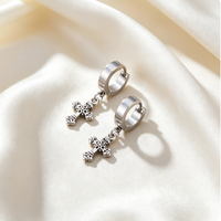 Boucles d'oreilles pendantes rétro en forme de croix, éléphant, étoile de mer et hibou, design tendance et polyvalent pour homme, bijoux en acier inoxydable, vente chaude