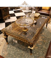 Table d'appoint en bois massif Yips LDF-0619, style chinoiserie, sculpture en résine, peinture à la main, motif paysage chinois, salon, chambre à coucher