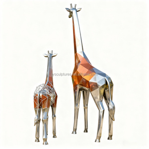 Escultura de Jirafa Geométrica de Acero Inoxidable Pulido, Arte Metálico Personalizado para Exteriores, para Jardines y Espacios Públicos, Servicio OEM/ODM - Product Image 5