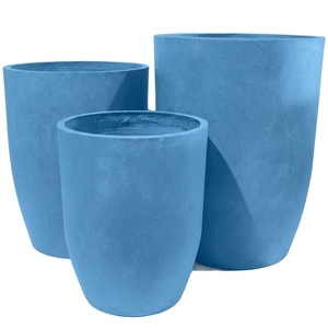 Pots en fibre de verre de <span class=keywords><strong>haute</strong></span> qualité, style moderne, hauts et ronds, couleur <span class=keywords><strong>taupe</strong></span>, pour l'intérieur/l'extérieur, jardin, pot de fleurs - Product Image 3
