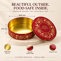 Grande boîte à biscuits ronde avec couvercle, conteneur métallique personnalisé imprimé pour emballage cadeau de chocolats et bonbons, vente en gros, usine OEM