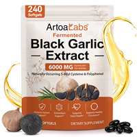 ArtoaLabs 240p Complément Nutritionnel Sans Odeur Gélules de L'ail Noir Fermenté pour Renforcer la Santé Cardiaque et l'Immunité Antioxydant