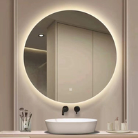 Miroir LED rond, miroir en bois, lumière LED, miroir de salle de bain, miroir de maquillage, miroir de vanité avec éclairage, miroir intelligent, miroir de vanité LED