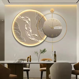 Ánh sáng hiện đại phong cách sang trọng sơn trang trí với chuông đồng hồ dạ quang tròn cao cấp treo họ<span class=keywords><strong>a</strong></span> sĩ phòng khách tranh tường - Product Image 4