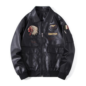 2024 heißer Verkauf Indische Lederjacke Winter Herren Leder Revers Air <span class=keywords><strong>Pilot</strong></span> PU Lederjacke - Product Image 6
